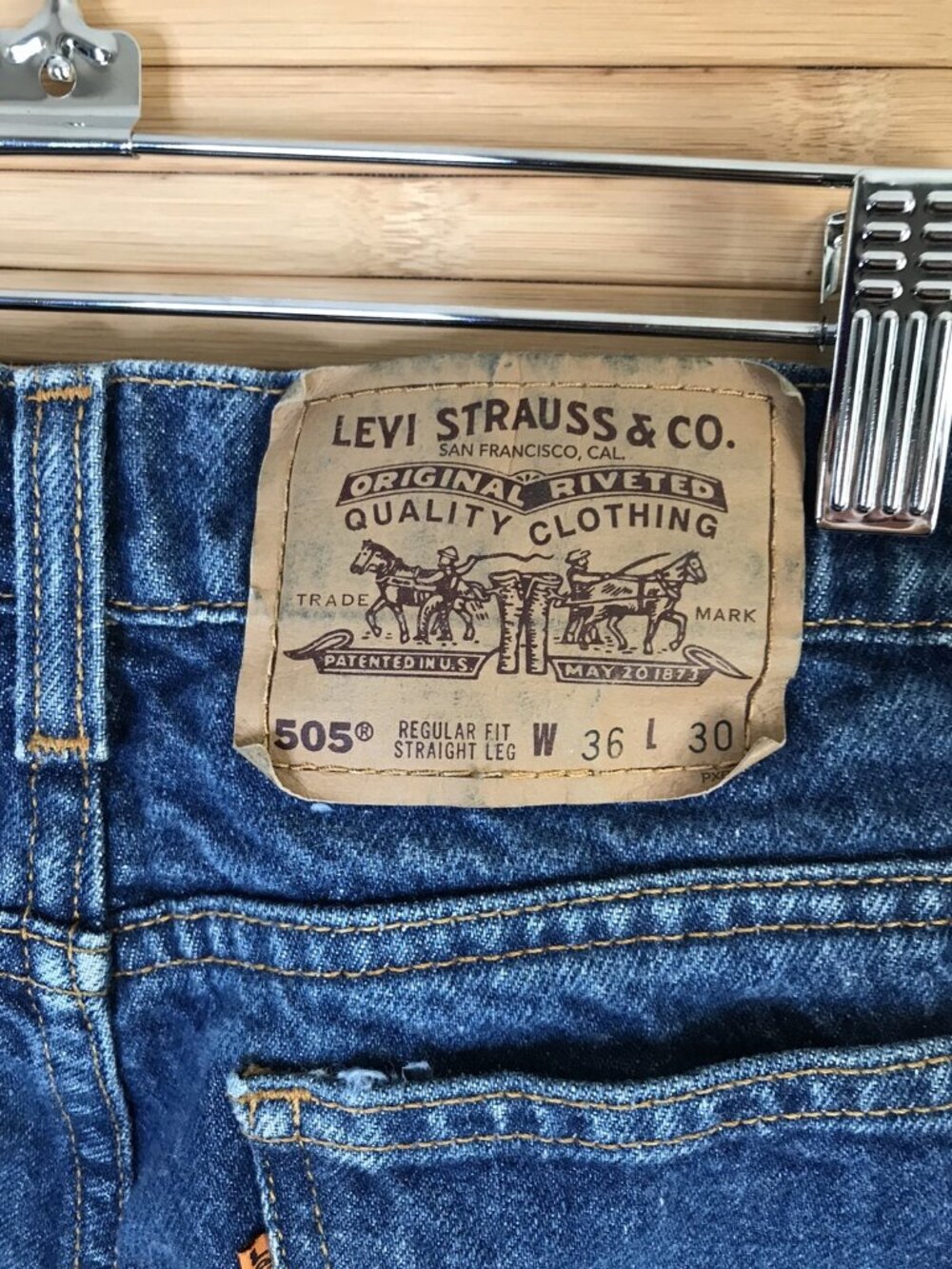 VTG Levis 505 Orange Tab 90s Denim Jeans 36x30 (act 34x30) Regular Fit Straight - Picture 7 of 12